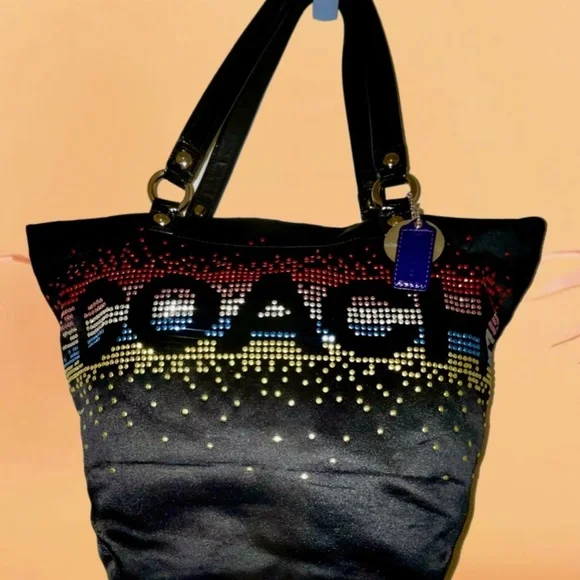 Coach Poppy *RARE* Special Edition Holiday Poppy Tote Multi-colored Rhinestone - Picture 1 of 6